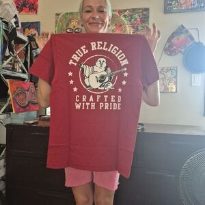 True Religion Red Tee with White Graphic